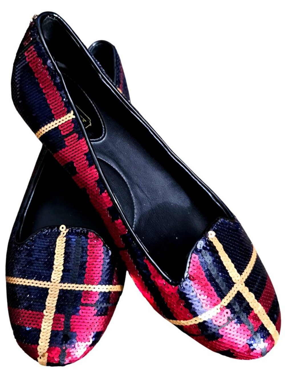 Coach Deborah Tartan  Plaid Sequin Flats Women's Shoes Sz 6 1/2
